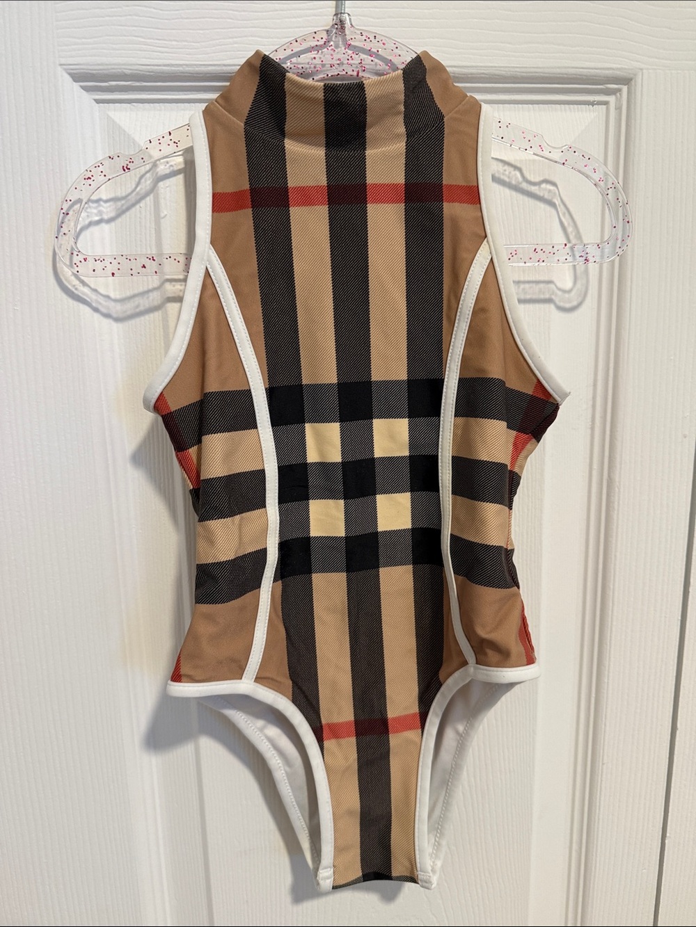 Burberry Kids Plaid High-Neck One-Piece - Beige, Black, Red